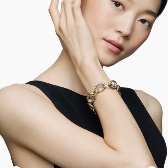 David Yurman OVAL LINK CHAIN BRACELET Sterling Silver with 18K Yellow Gold - Picture 2 of 6